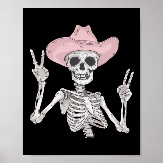 Skeleton Fredstecken Cowboy Hat Western Mexican Ha Poster (Framsidan)