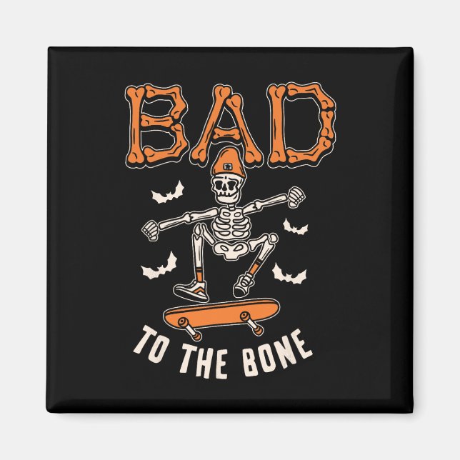 Skeleton Funny Skateboard Småbarn är skadad Magnet (Framsidan)