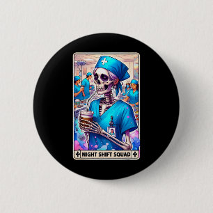 Skeleton Funny Tarot Card Natt Skift Squad Hallow Knapp