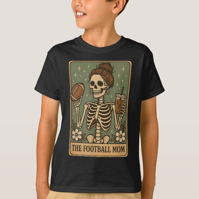 Skeleton Game Day Prou för fotbolls-Mamma-Tarot Ca T Shirt (Framsida)