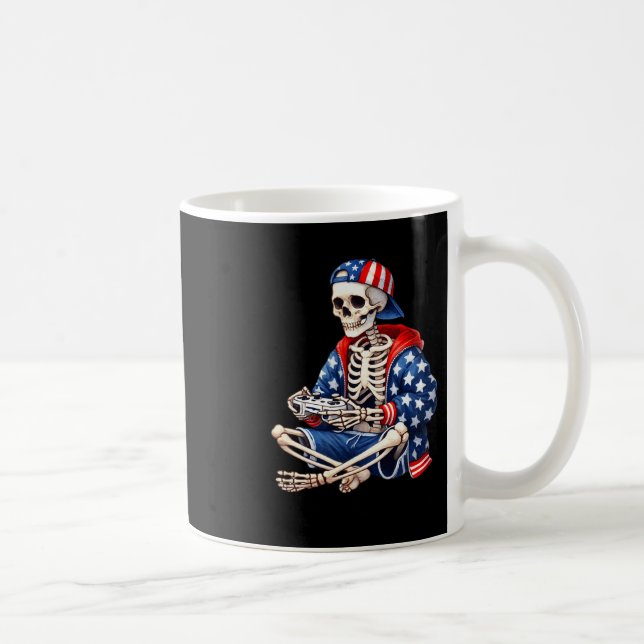 Skeleton Gamer 4:e Juli TV-spel Spelande Pojkar  Kaffemugg (Höger)