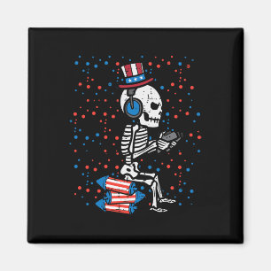 Skeleton Gamer Funny America Boys Kids Manar Magnet