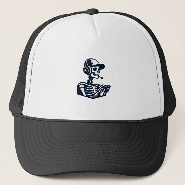 Skeleton Gamer Hat - Coola Skullens spelkapsyl Keps (Framsida)