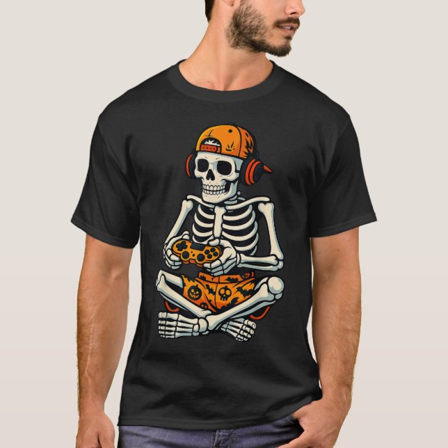 Skeleton Gamer-hörlurar T Shirt (Framsida)