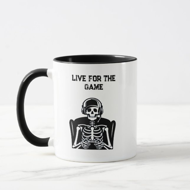 Skeleton Gamer med headset - spel för Coolor Mugg (Vänster)