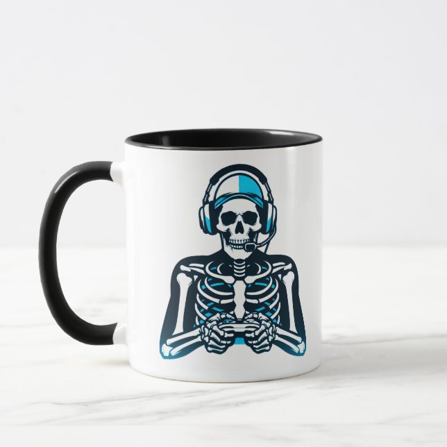 Skeleton Gamer Skull - spelheadset Controller D Mugg (Vänster)