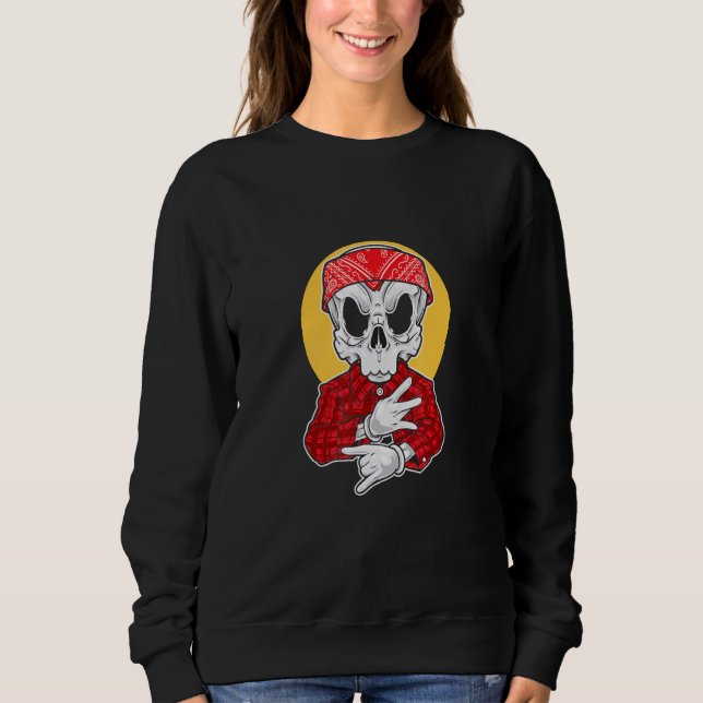 Skeleton Gangsta med Bandana T Shirt (Framsida)