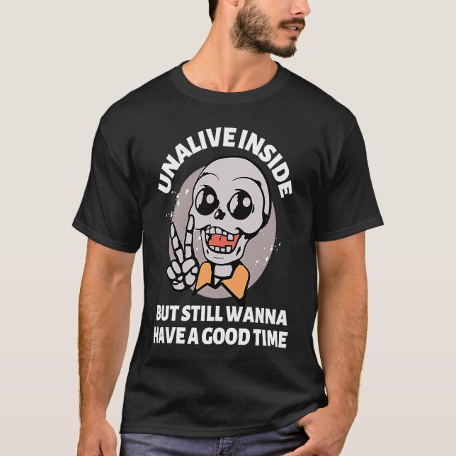 Skeleton Gen Z Nihilism Existerande kris Dank M T Shirt (Framsida)