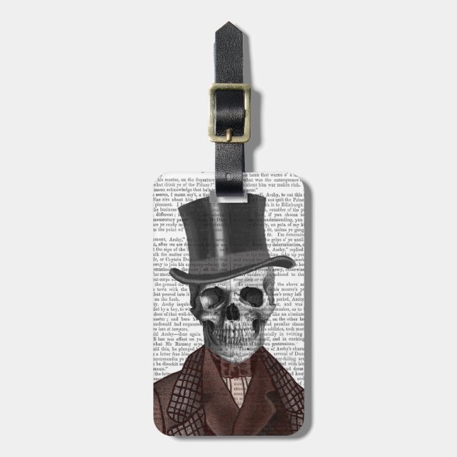 Skeleton gentleman och Top hat Bagagebricka (Vertikal Framsida)