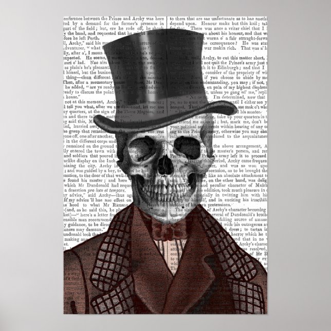 Skeleton gentleman och Top hat Poster (Framsidan)