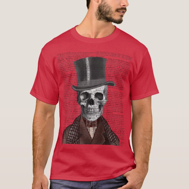 Skeleton gentleman och Top hat T Shirt (Framsida)