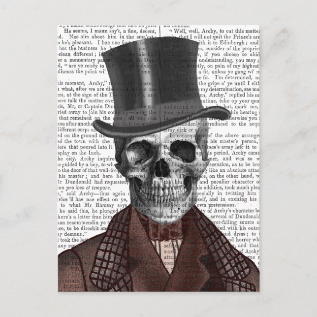 Skeleton gentleman och Top hat Vykort (Framsida)