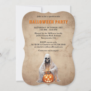 Skeleton Ghost Jack O'Lanternes Halloween fest Inbjudningar