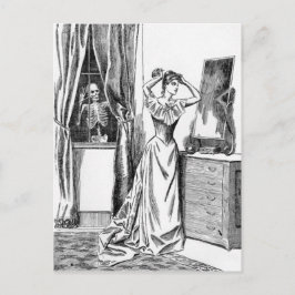 Skeleton Ghoul Monster Victorian Woman Vykort