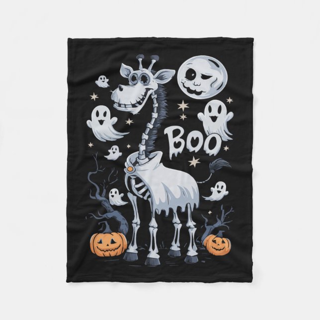 Skeleton Giraffe in Spöken Halloween Fleecefilt (Framsidan)