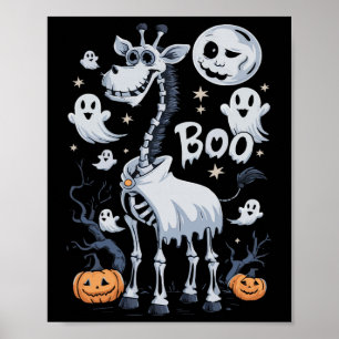 Skeleton Giraffe in Spöken Halloween Poster