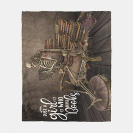 Skeleton Girl Bok Älskare Fleecefilt