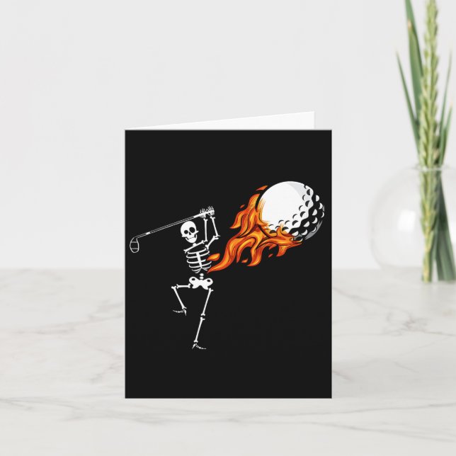 Skeleton Golf Funny Halloween Costume Golfing Spor Kort (Framsida)