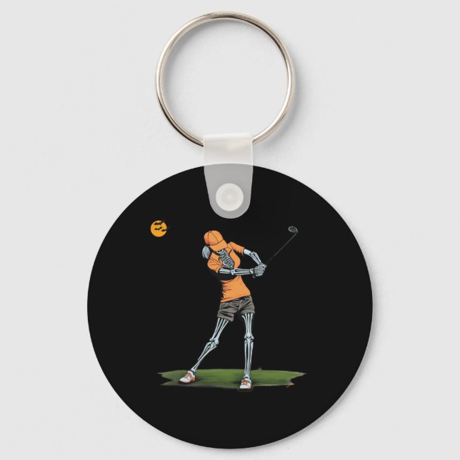Skeleton Golf Funny Halloween Golfing Sports Golfe Nyckelring (Framsida)