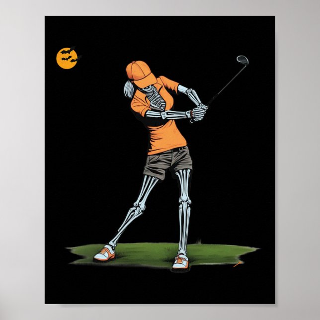 Skeleton Golf Funny Halloween Golfing Sports Golfe Poster (Framsidan)