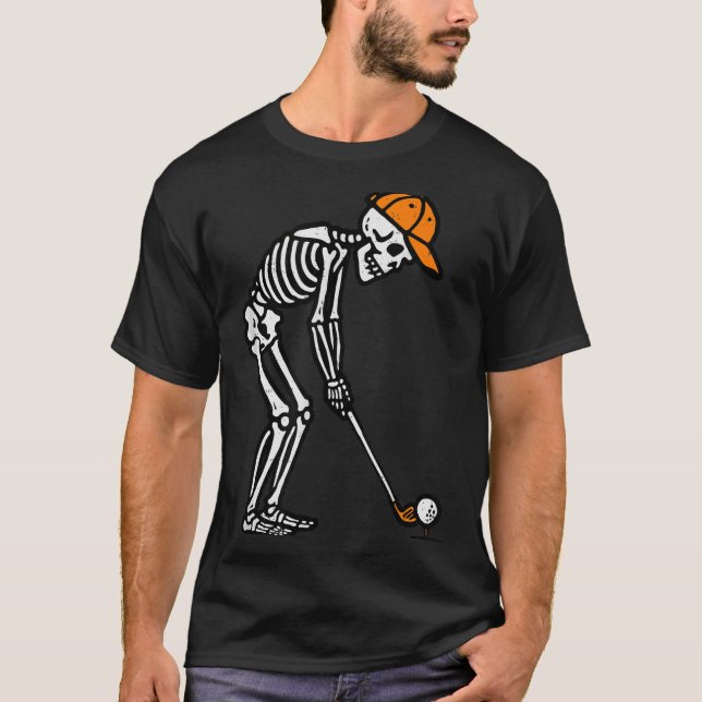 Skeleton Golf Halloween Golfer Costume Dad Mens Bo T Shirt (Framsida)