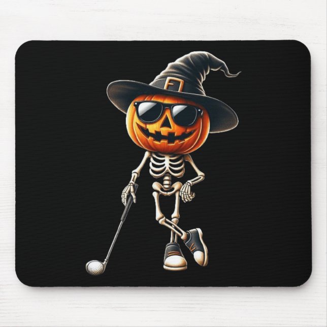 Skeleton Golf Pumpkin Golfing Golfer Halloween Cos Musmatta (Framsidan)