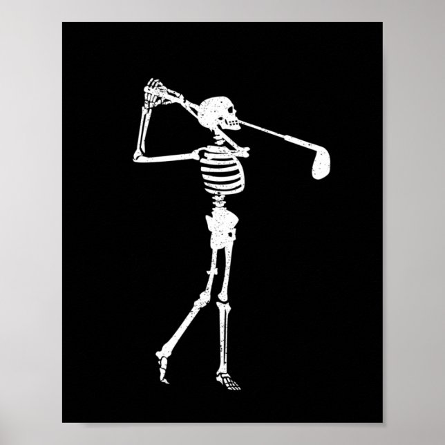 Skeleton Golfer Funny Halloween Golf Sport Poster (Framsidan)