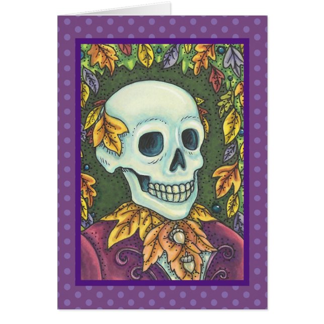 SKELETON GOTH GENTLEMAN SKULL GREETING CARD Blank OBS Kort (Framsidan)