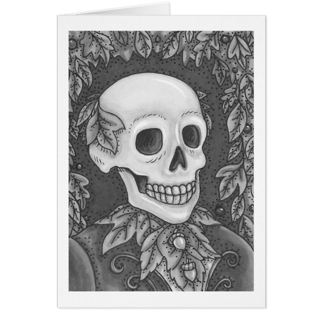 SKELETON GOTH GENTLEMAN SKULL GREETING CARD Blank OBS Kort (Framsidan)