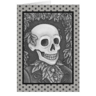 SKELETON GOTH GENTLEMAN SKULL GREETING CARD Blank OBS Kort