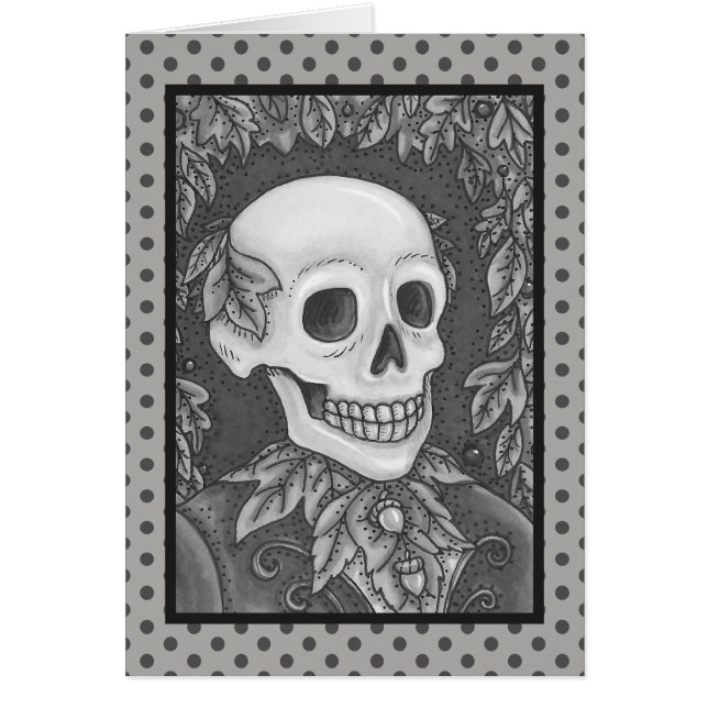 SKELETON GOTH GENTLEMAN SKULL GREETING CARD Blank OBS Kort (Framsidan)