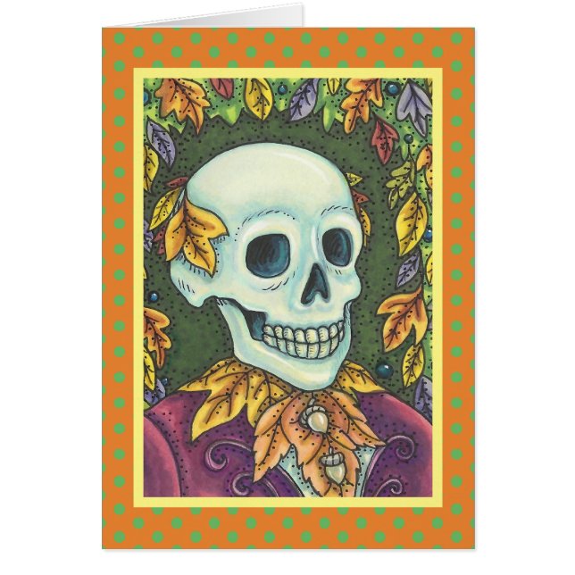 SKELETON GOTH GENTLEMAN SKULL GREETING CARD Blank OBS Kort (Framsidan)