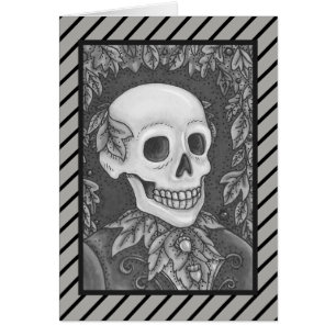 SKELETON GOTH GENTLEMAN SKULL GREETING CARD Blank OBS Kort