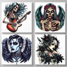 Skeleton goth Girl and boyep Art-illustrationer
