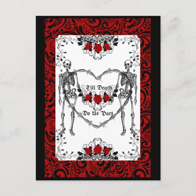 Skeleton gothet tills döden gör oss delaktiga vykort (Framsida)