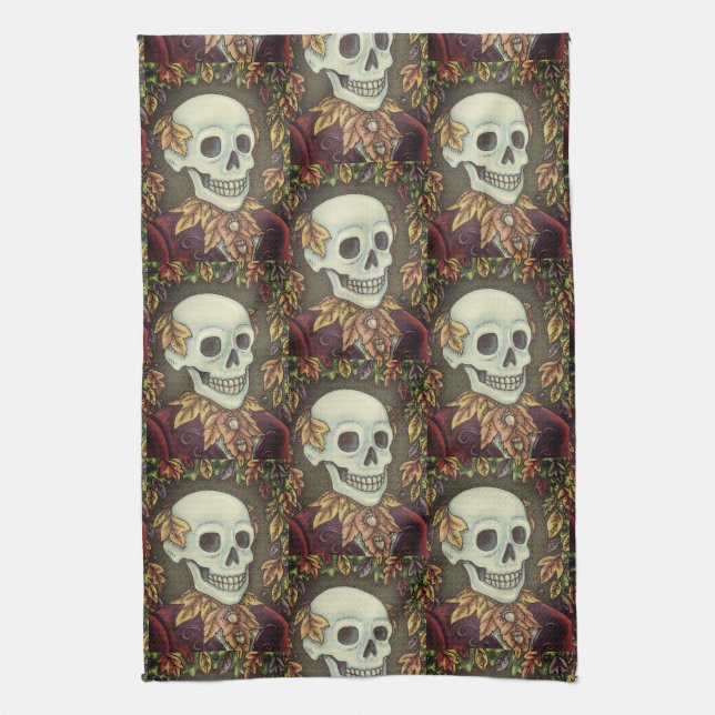 SKELETON, GOTHIC GENTLEMAN SKULL KITCHEN TOWEL KÖKSHANDDUK (Vertikal)