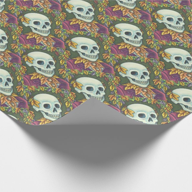 SKELETON, GOTHIC GENTLEMAN SKULL WRAPPPING PAPPER PRESENTPAPPER (Hörn)
