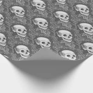 SKELETON, GOTHIC GENTLEMAN SKULL WRAPPPING PAPPER PRESENTPAPPER