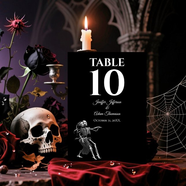 Skeleton Gothic Halloween Alternative Wedding Bordsnummer (Skapare uppladdad)