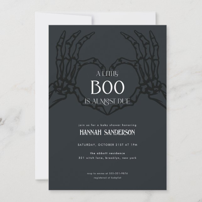 Skeleton Gothic Halloween Baby Shower-inbjudan Inbjudningar (Framsida)