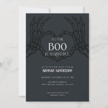 Skeleton Gothic Halloween Baby Shower-inbjudan