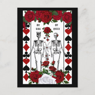 Skeleton gothic-paret kung-drottning helg vykort