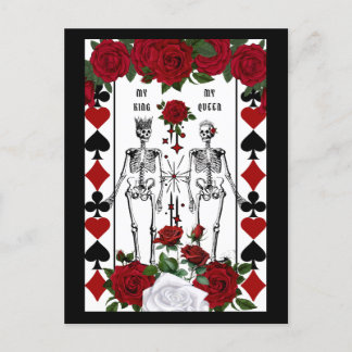 Skeleton gothic-paret kung-drottning helg vykort