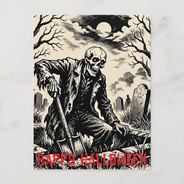 Skeleton Gravedigger Helg Vykort (Framsida)