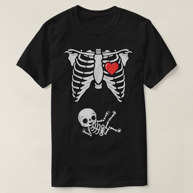 Skeleton Gravid Announcemen Xray Halloween Cost T Shirt (Design framsida)