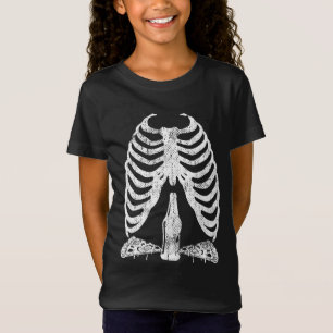 Skeleton Gravid Pizza Beer X-Ray Halloween T Shirt