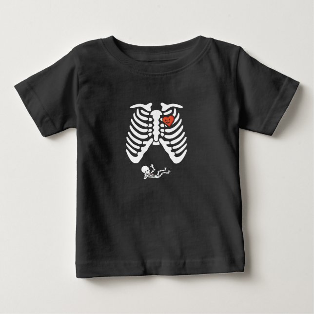 Skeleton gravid pooky Halloween pumpkin baby B T Shirt (Framsida)