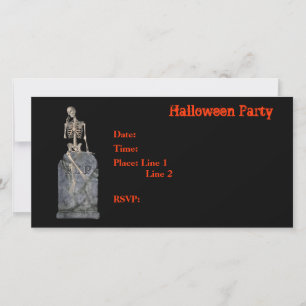 Skeleton Gravsten-kort för inbjudan till Halloween