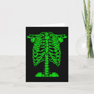 Skeleton Grönt Rib Cage Bone Costume Halloween Gra Kort