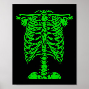 Skeleton Grönt Rib Cage Bone Costume Halloween Gra Poster